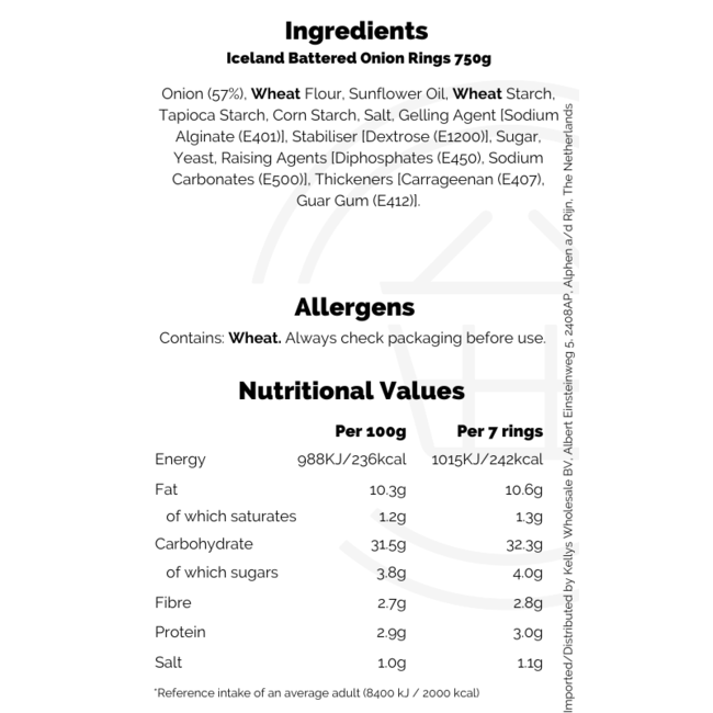 Iceland Battered Onion Rings 16x600g