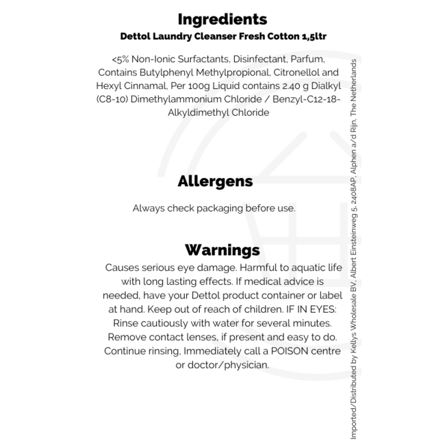 Dettol Laundry Cleanser Fresh Cotton 8x1.5L