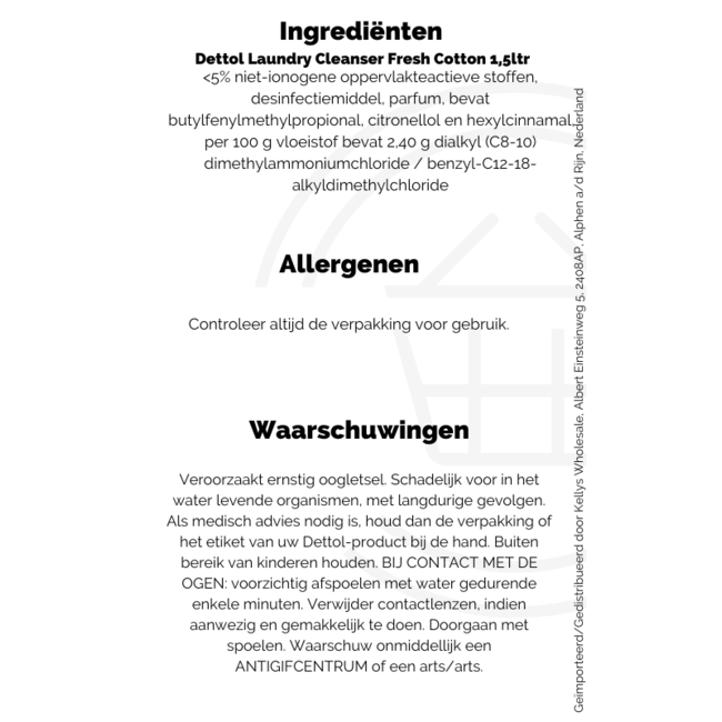 Dettol Laundry Cleanser Fresh Cotton 8x1.5L