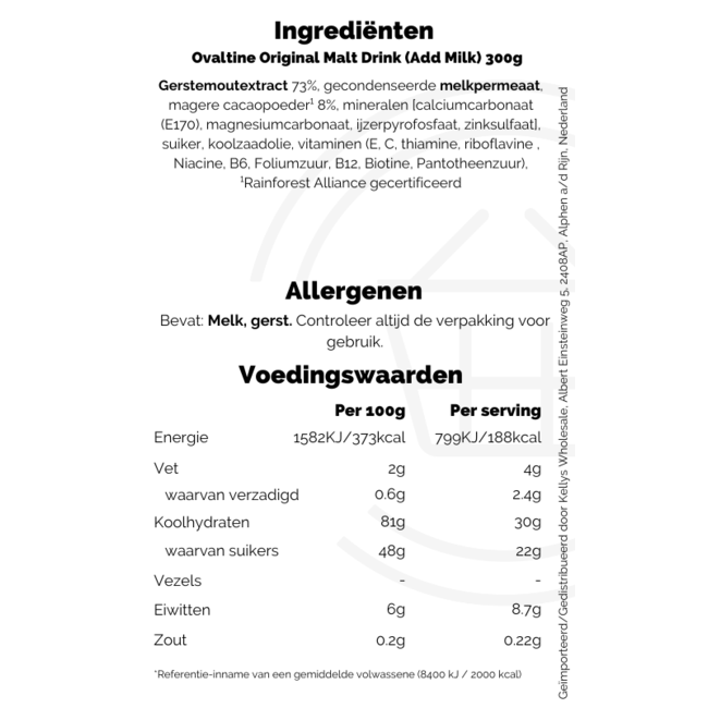 Ovaltine Original Malt Drink (Add Milk) 6x300g
