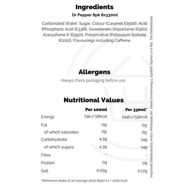 Dr Pepper 8pk 3x8x330ml