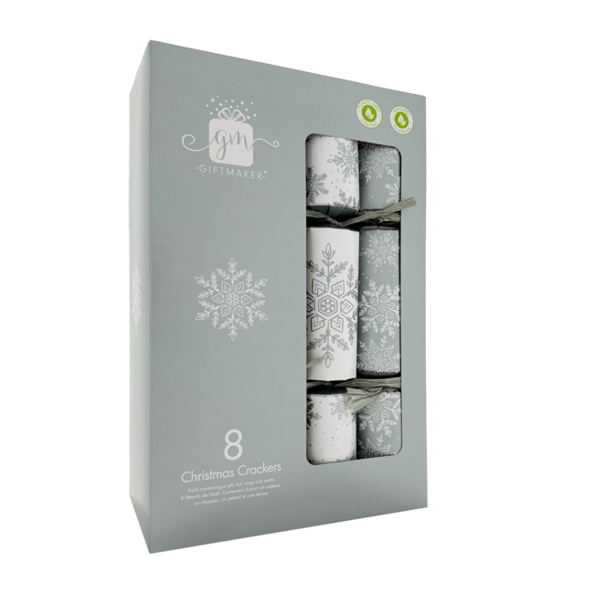 Silver & White 12x(8x12'') Christmas Crackers