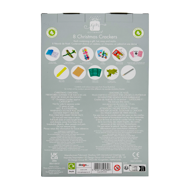 Silver & White 12x(8x12'') Christmas Crackers