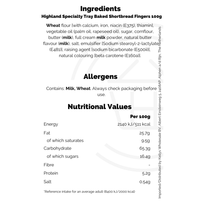 Highland Specialty Tray Baked Shortbread Fingers 24x100g