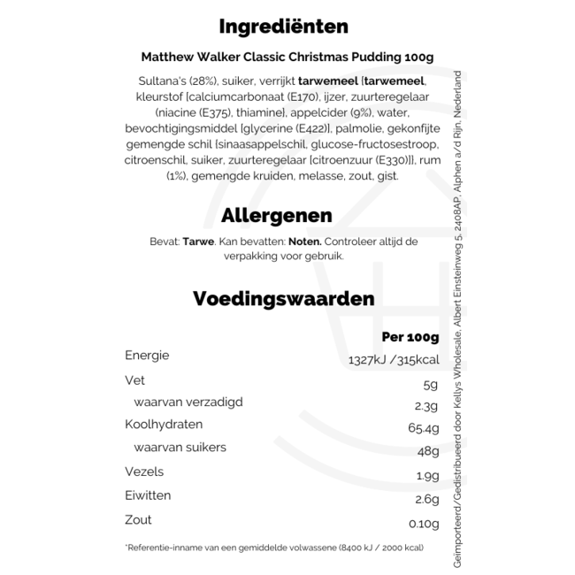 Matthew Walkers Classic Christmas Pudding 36x100g