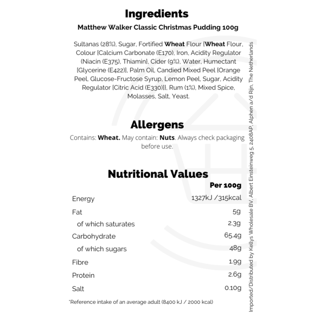 Matthew Walkers Classic Christmas Pudding 36x100g