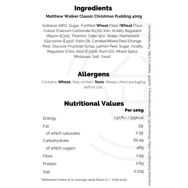 Matthew Walkers Classic Christmas Pudding 12x400g