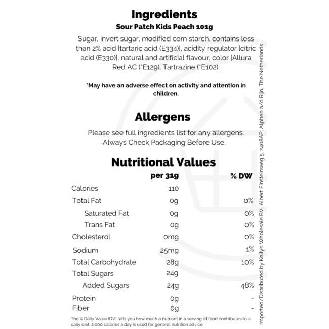 Sour Patch Kids Peach 12x101g