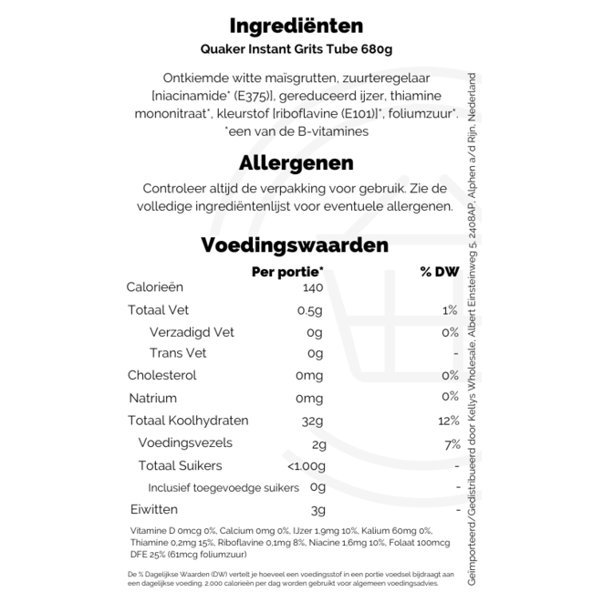 Quaker Quick Grits Tube 12x680g
