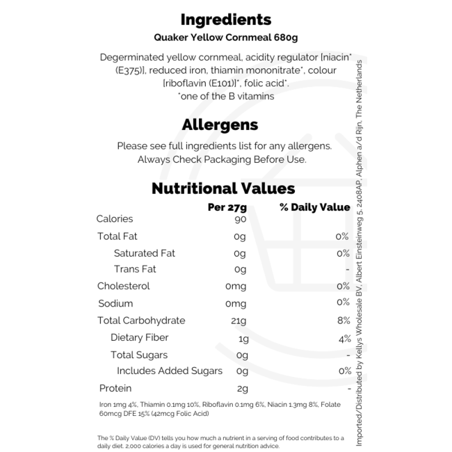Quaker Yellow Cornmeal 12x680g