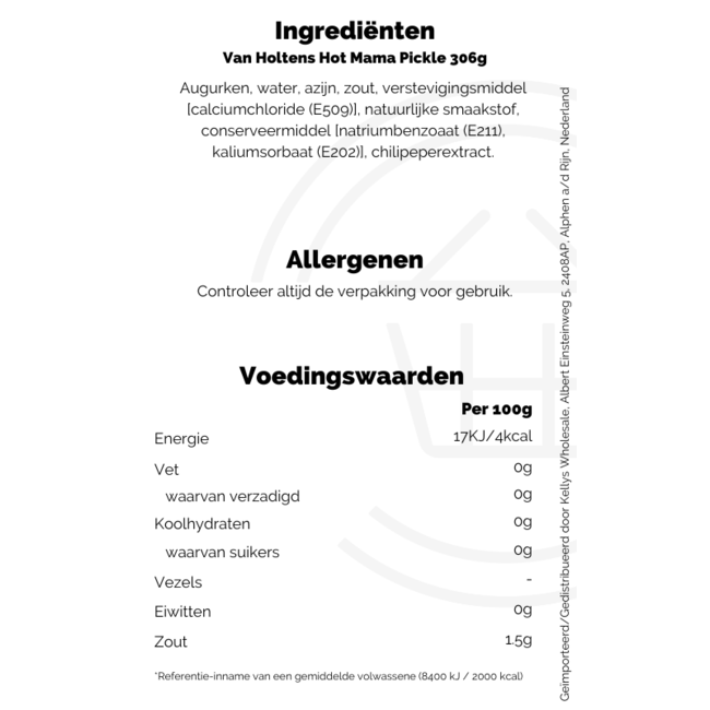 Van Holtens Hot Mama Pickle 12x306g