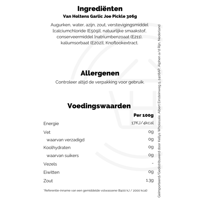 Van Holtens Garlic Joe Pickle 12x306g