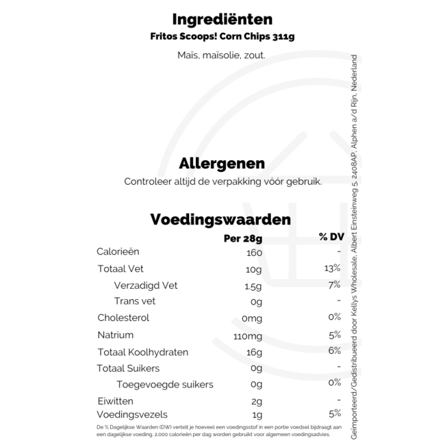 Fritos Scoops! Corn Chips 10x311g