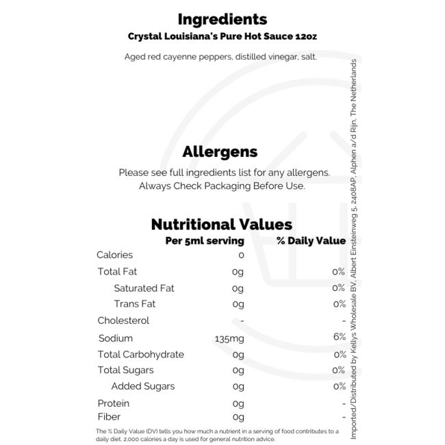 Crystal Louisiana's Pure Hot Sauce 12x340ml