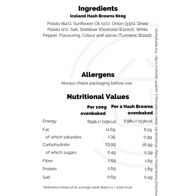 Iceland Hash Browns 16x800g