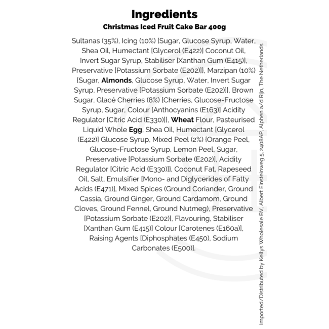 Iceland Xmas Iced Fruit Cake Bar 12x400g