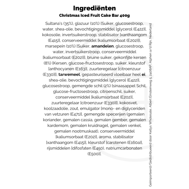 Iceland Xmas Iced Fruit Cake Bar 12x400g