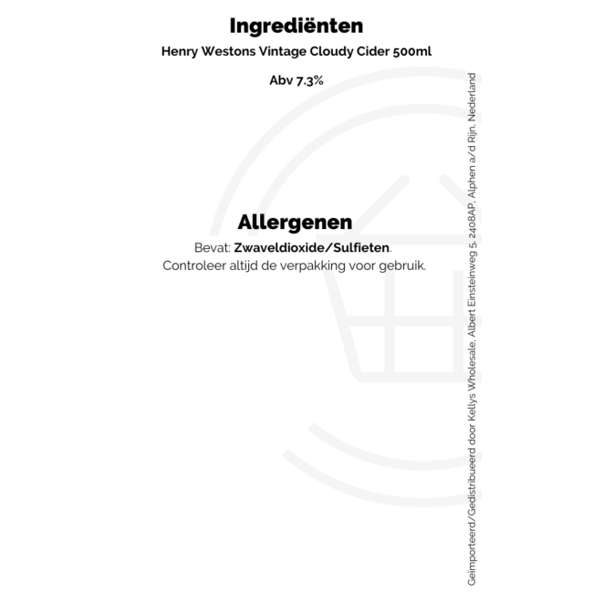 Henry Westons Vintage Cloudy Cider Abv 7.3% 8x500ml