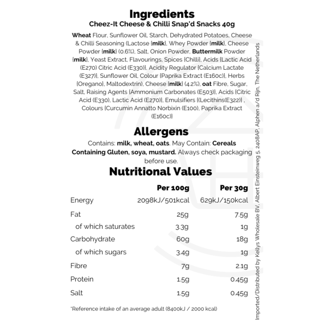 Cheez-It Cheese & Chilli Snap'd Snacks 20x40g