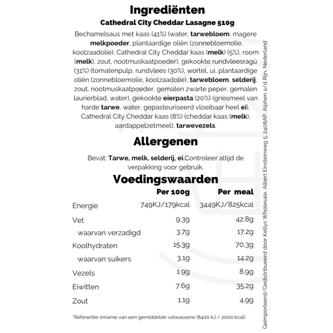 Cathedral City Cheddar Lasagne 12x400g