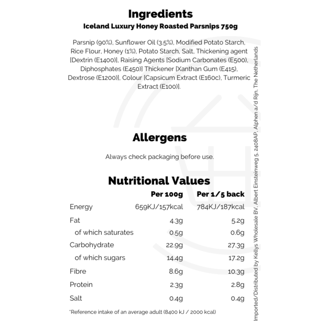 Iceland Luxury Honey Roasted Parsnips 20x750g