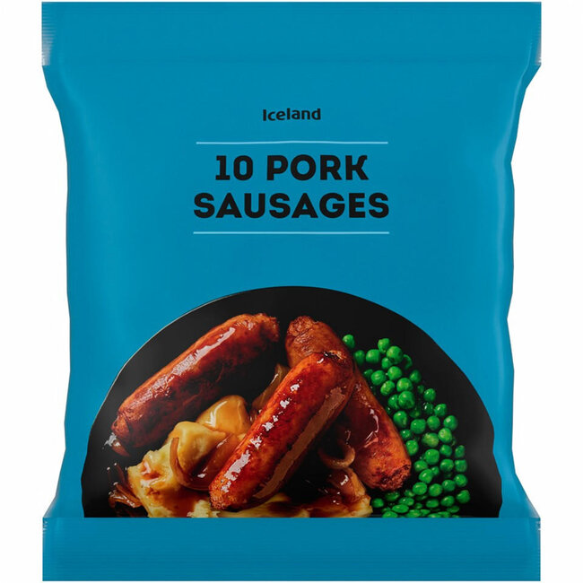 Iceland 10 Pork Sausages 24x400g