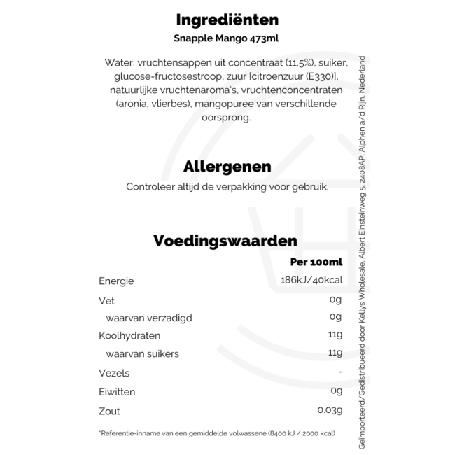 Snapple Mango 12x473ml
