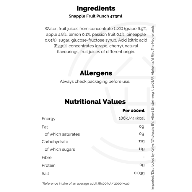 Snapple Fruit Punch 12x473ml