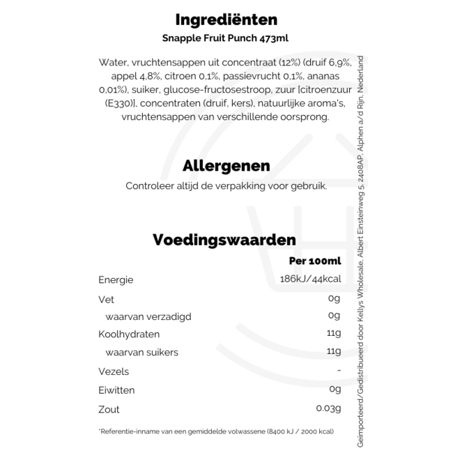 Snapple Fruit Punch 12x473ml