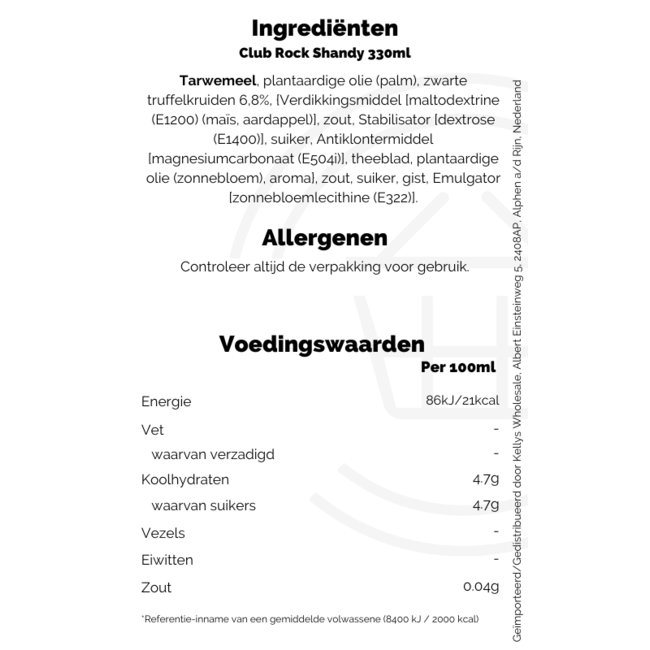 Club Rock Shandy 24x330ml