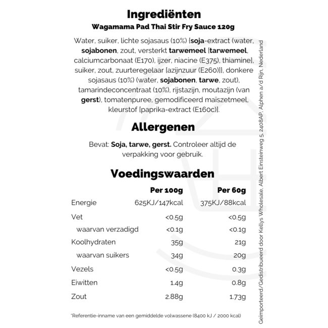 Wagamama Pad Thai Stir Fry Sauce 12x120g