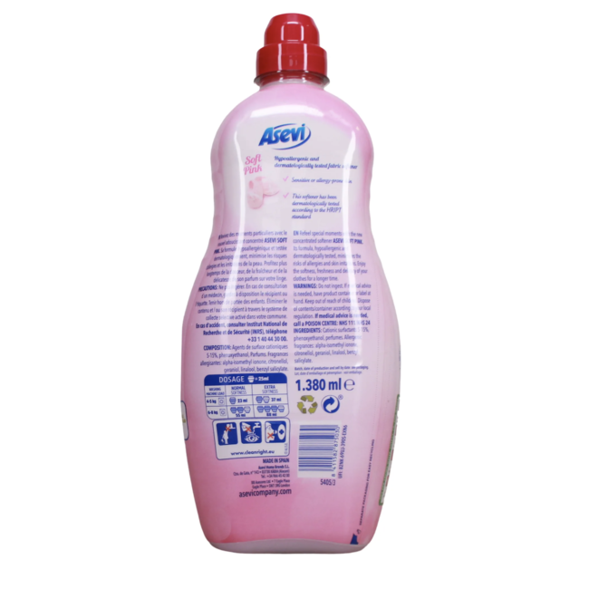 Asevi Fabric Softener Pink 60W 10x1380ml