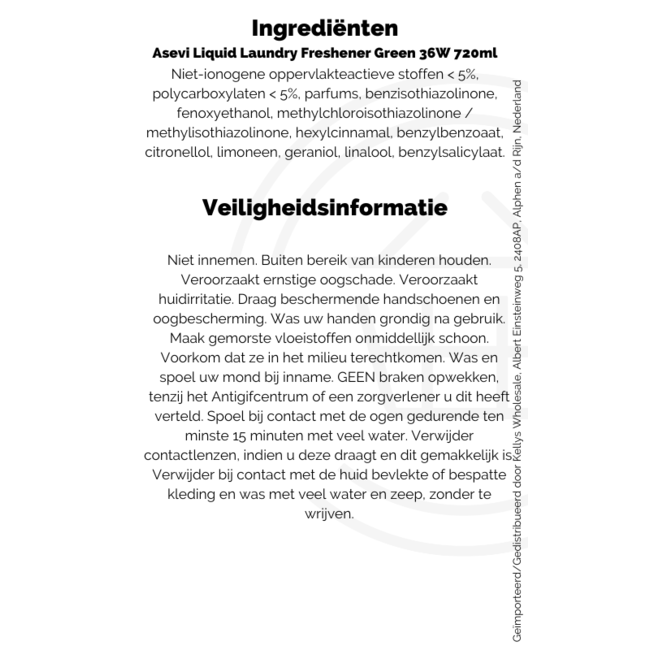 Asevi Liquid Laundry Freshener Green 36W 10x720ml