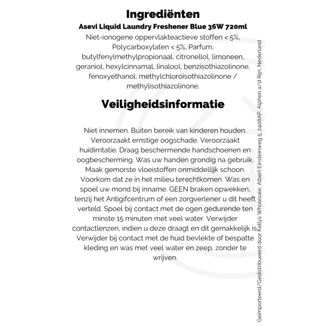 Asevi Liquid Laundry Freshener Blue 36W 10x720ml