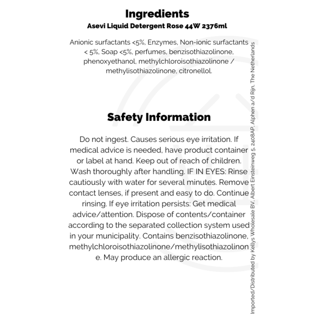 Asevi Liquid Detergent Rose 44W 5x2376ml
