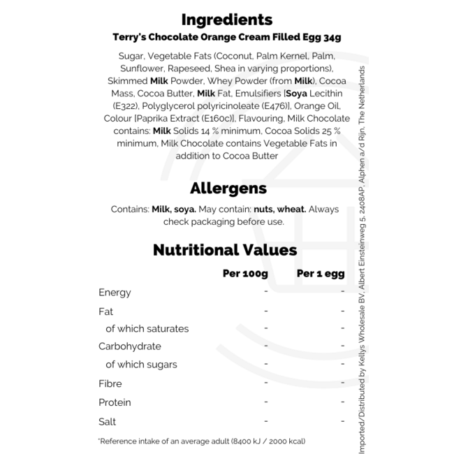 Terry's Chocolate Orange Cream Filled Egg 48x34g