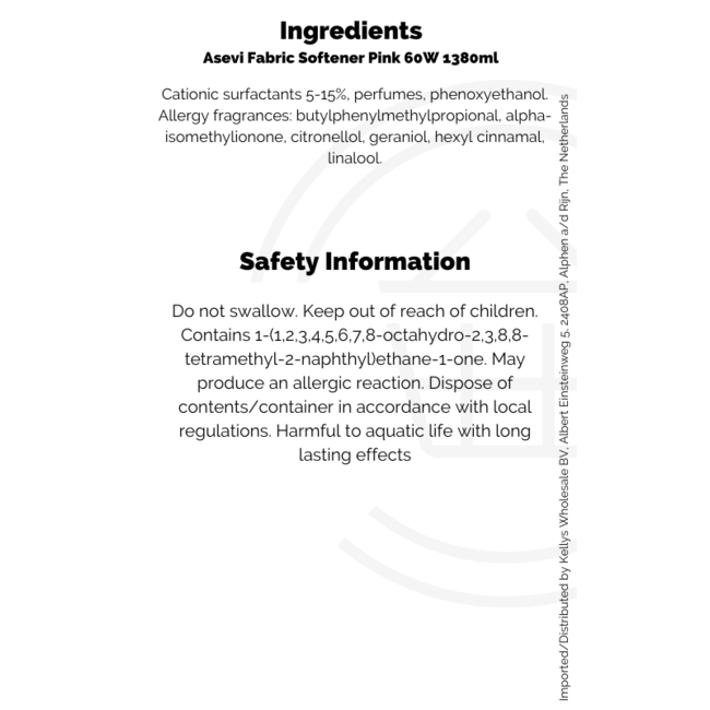 Asevi Fabric Softener Pink 60W 10x1380ml