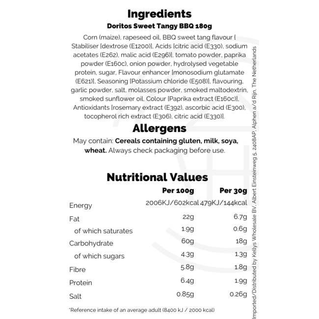 Doritos Sweet Tangy BBQ 12x180g