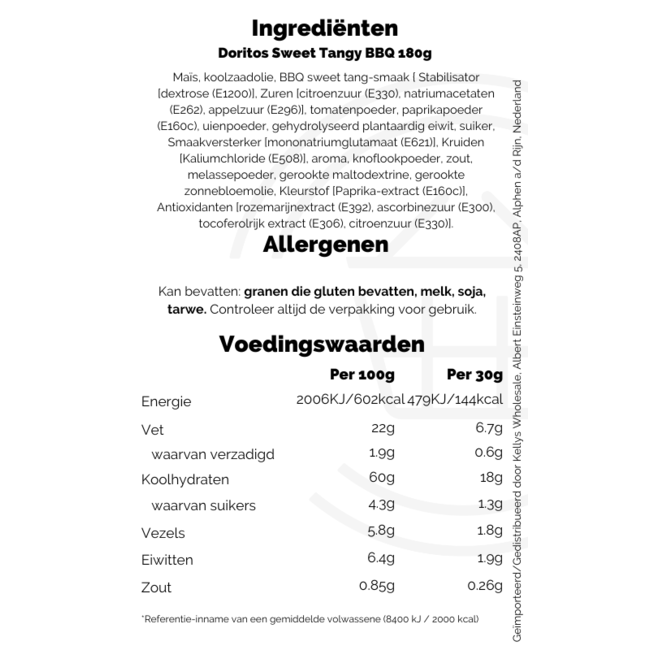 Doritos Sweet Tangy BBQ 12x180g