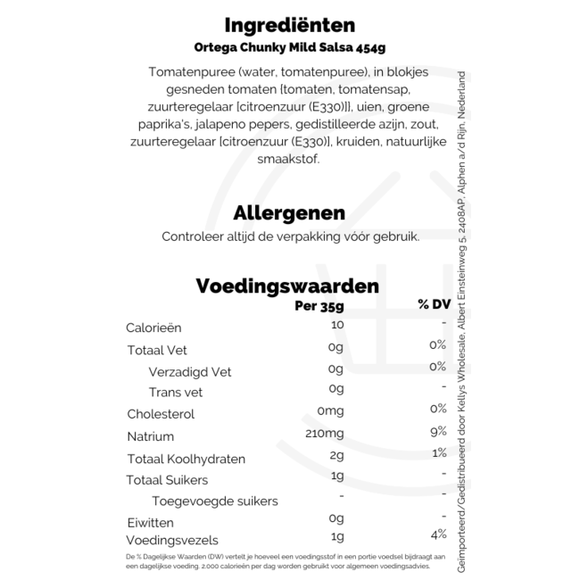 Ortega Chunky Mild Salsa 12x454g