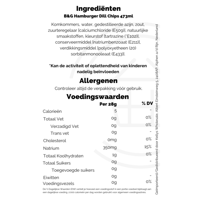 B&G Hamburger Dill Chips 12x473ml