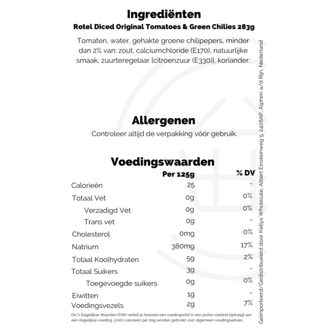 Rotel Diced Original Tomatoes & Green Chilies 12x283g