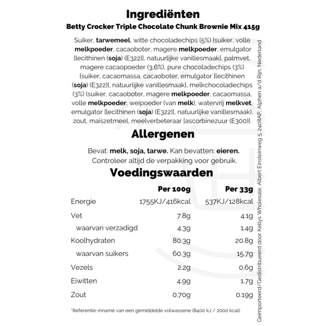 Betty Crocker Triple Chocolate Chunk Brownie Mix 6x415g