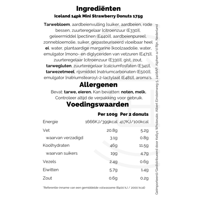 Iceland 14pk Mini Strawberry Donuts 12x175g