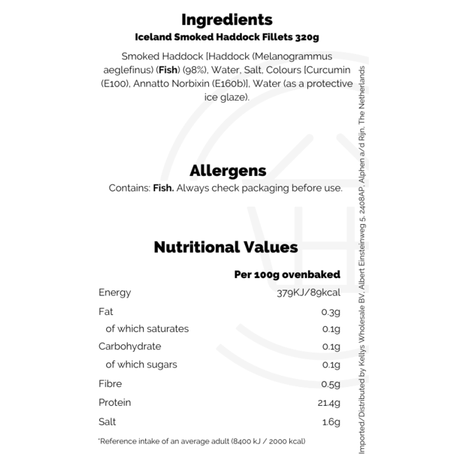Iceland Smoked Haddock Fillets 12x320g