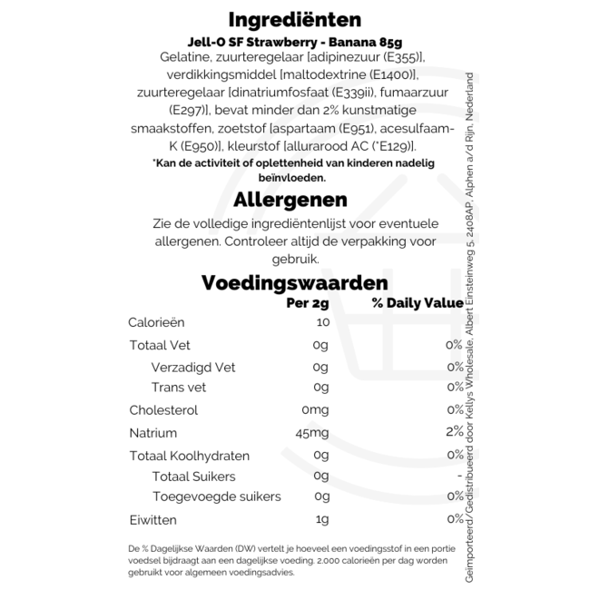 Jell-O SF Strawberry - Banana 24x8.5g