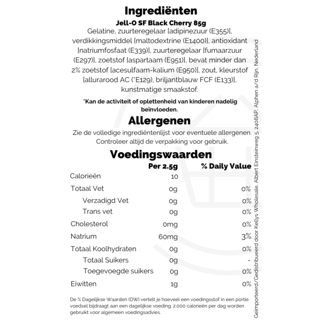Jell-O SF Black Cherry 24x8.5g