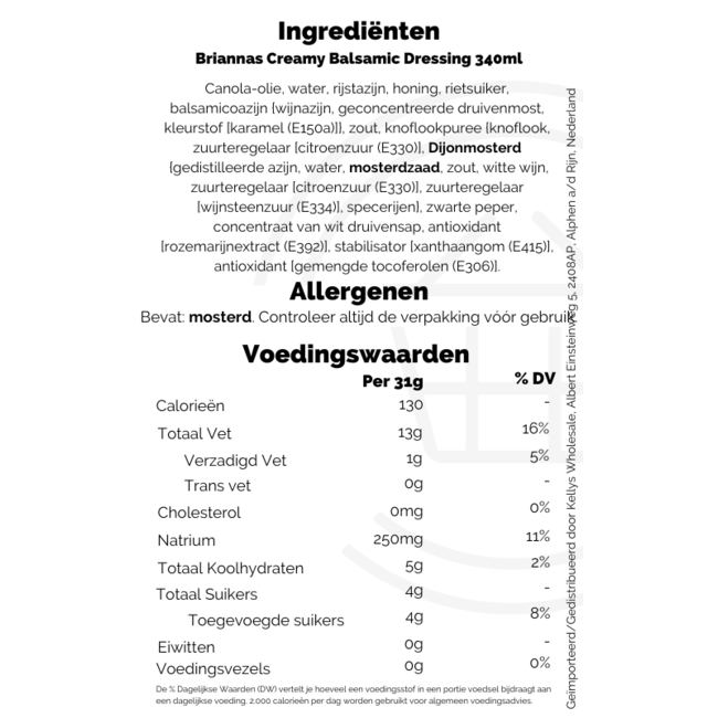 Briannas Creamy Balsamic Dressing 6x340ml