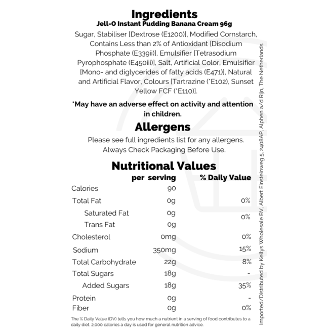 Jell-O Instant Pudding Banana Cream 24x96g
