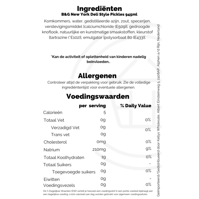 B&G New York Deli Style Pickles 12x945ml